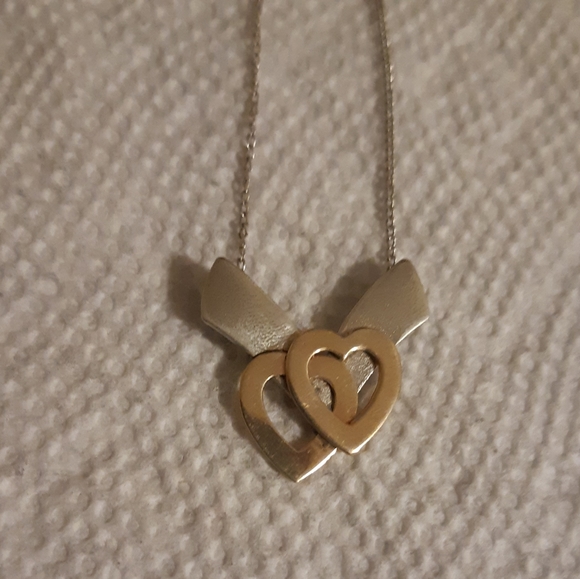 Vintage Sterling and 10K Heart Necklace - Picture 1 of 13